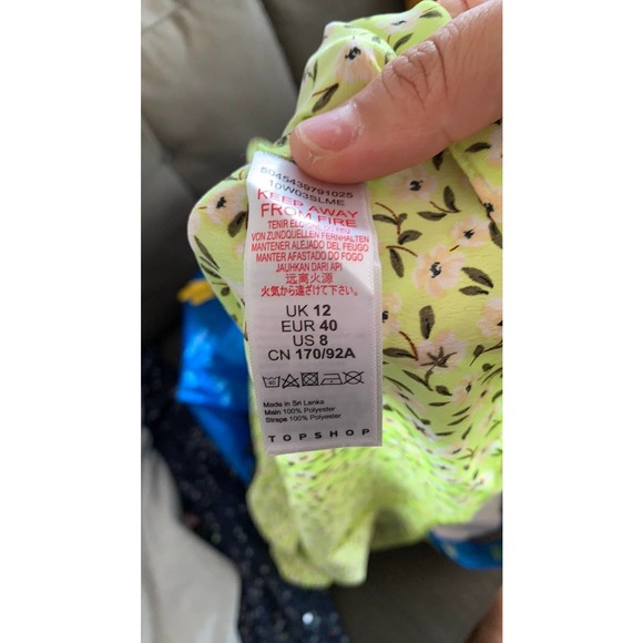 NWT Topshop Yellow and Black Floral Print Drop Waist Midi Dress size 8 - Picture 8 of 8